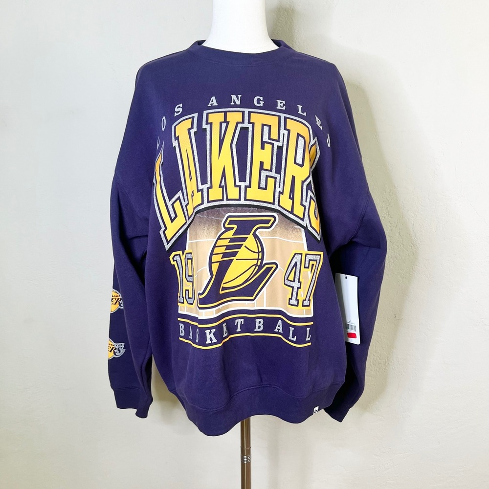 Los Angeles Lakers 47 Brand Sweatshirt NBA Women Size Medium Purple New Graphic